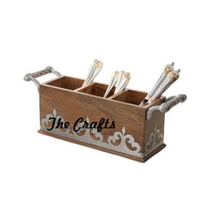 Porte-couverts en bois à quatre compartiments Support en forme d'hexagone de la meilleure qualité pour l'utilisation d'hôtel et de restaurant - Product Image 6