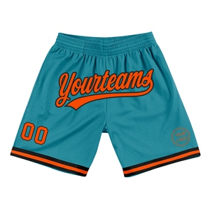 Industrie Direct Engro Sportswear Pantalones cortos de baloncesto Custom Teal Orange-Black Authentic Throwback Basketball Shorts - Product Image 1