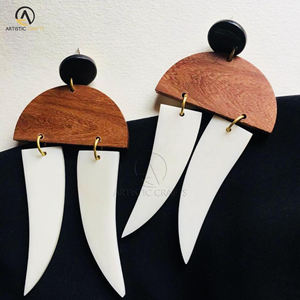 Pendientes de Metal de diseñador de moda con estilo Irregular Cajas de joyería de madera de tamaño personalizado Joyería de moda para mujer - Product Image 3