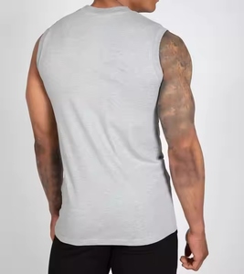 Camisetas sin mangas de gimnasio personalizadas para hombre al por mayor, camiseta blanca transpirable para fitness, Camiseta deportiva sin mangas para correr, camiseta tejida informal - Product Image 4