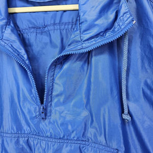 Chaqueta Cortavientos Impermeable con Capucha, Media Cremallera, de Nailon Azul, Venta Directa de Fábrica, Ligera, con Logotipo, Fácil de Transportar - Product Image 3