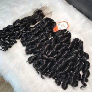 Cheveux Remy de Haute Qualité Couleur Naturelle Bouclés à la Main Non Traités Extensions de Cheveux Humains Double Trame Machine Fabricant Fournisseur Vente en Gros - Product Image 2