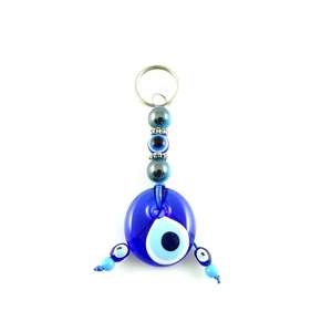 Llavero con Mosquetón DAFNI BIG PAZAR con Cuentas de Ojo Turco - Diseño Metálico 3D de Moda con Puntas Esmaltadas Únicas e Impresión en Relieve - Product Image 1