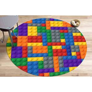 Colorful Building Blocks Round <b>Rug</b> - Playroom <b>Chenille</b> <b>Rug</b> - Product Image 2