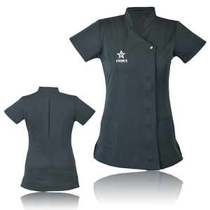Col en V femmes infirmière gommage haut et tunique ensemble tissu tricoté personnalisable haute qualité Spa et hôpital utilisation gommages - Product Image 1