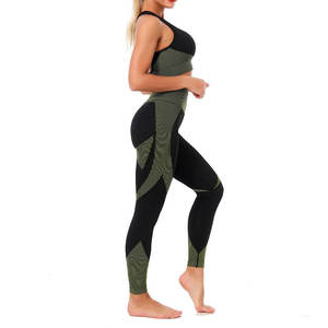 Conjunto de gimnasio de alta calidad para mujer, ropa deportiva de dos piezas, mallas de ejercicio, ropa de Fitness, trajes deportivos con estampado personalizado - Product Image 3