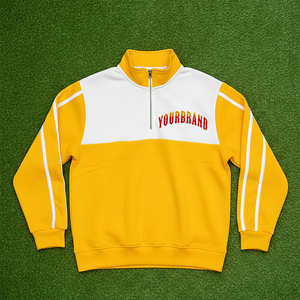 Suéteres Personalizables para Hombre, Sudaderas con Cierre de 1/4, Paneles de Trabajo Transpirables, Mangas Largas, Cuello Alto Simulado a Rayas, Ropa Exterior - Product Image 1