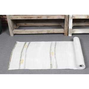 Petit tapis vintage 1,7 x 4,6 pieds, tapis turc, tapis Kilim à bordure blanche - Product Image 5