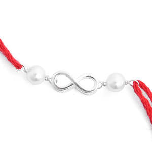 Rakhi Infinito Plateado con Roli Chawal, Joyería Tradicional y Cultural Coleccionable para Hermanos - Product Image 4
