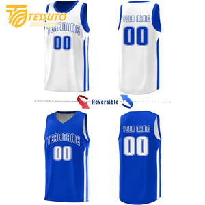 เสื้อบาสเก็ตบอลผ้าโพลีเอสเตอร์เย็บตะเข็บตาข่ายเสื้อกล้ามใส่เล่นบาสเก็ตบอลมีตัวเลขแบบระเหิดออกแบบได้ตามต้องการ - Product Image 6