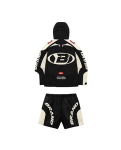 Custom Men's Solid Hooded Waterproof Quick Dry Windbreaker <b>Jacket</b> Shorts Set Lightweight Nylon <b>Techwear</b> Streetwear 2 Piece - Product Image 2