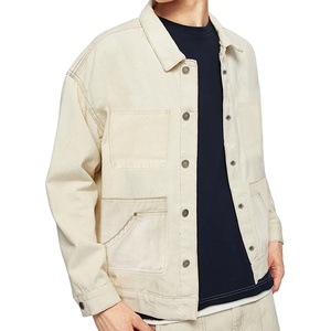 Venta al por mayor personalizable mejor aspecto blanco chaquetas de mezclilla para los hombres de talla grande abrigo cortavientos genuino para el uso al aire libre de invierno - Product Image 1