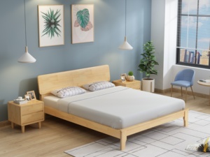 High Quality Factory Wholesale Nordic Light Wood <b>Bed</b> <b>Frame</b>, Natural Solid Wood, Easy Assembly - Product Image 6