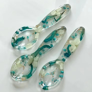 Ensemble de couverts à salade en résine colorée, vibrante, faite à la main, 100% résine, pour la maison et l'hôtel, comprend une cuillère à glace, un service à salade - Product Image 2