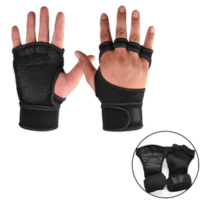 Gants de musculation pour hommes et femmes, protection complète de la paume, adhérence accrue, design demi-doigts, matière polyester, entraînement sportif - Product Image 2