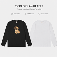 Kaos Lengan Panjang Kerah Bulat Ukuran Besar 230G dengan Cetakan Kartun Puggle Streetwear