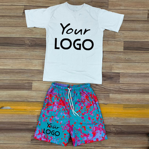 Conjunto deportivo personalizado para hombre, azul y blanco, ropa de entrenamiento, camiseta y pantalones cortos de poliéster transpirable - Product Image 3