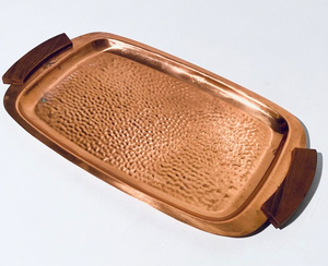 Artesanías redondas martilladas Bandeja de cobre 100% Mango de latón Bandeja de cobre rectangular decorativa - Product Image 2