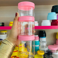 Grosir lebar mulut Jar makanan kelas bening plastik disesuaikan botol plastik transparan sabun Pot kemasan plastik 300ml 200ml
