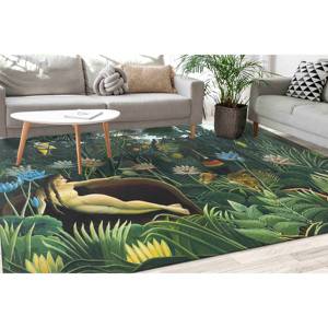 Tapis Henri Rousseau : Imprimé Femme dans la Jungle, Décoration de bureau ou de salon, Tapis fin non tissé - Product Image 1