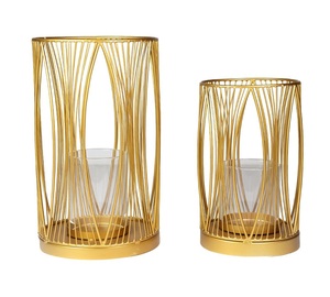 Linterna de vela de Metal chapada en oro, diseño minimalista hecho a mano, decoración de lujo para el hogar, linterna, accesorios de iluminación a prueba de viento - Product Image 2