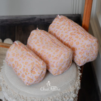 Personnaliser ensemble professionnel de 3 pièces de luxe à motifs floraux de qualité voyage trousse de toilette écologique en coton doux pour le maquillage et la beauté