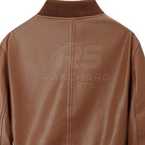 Chaqueta Bomber de Cuero Premium, Elegante, Moderna, Cómoda, Chaqueta Bomber de Cuero, Moderna, Suave, Cálida, Informal - Product Image 4