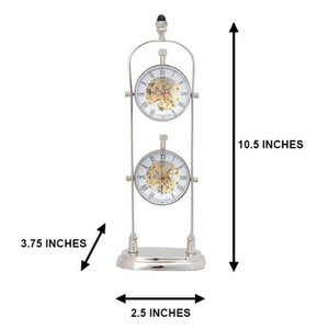 Aluminium See Thru Double <b>Clock</b> Decorative Mechanical Display Coastal Design Lightweight Tabletop Installation <b>Old</b> Modern - Product Image 5