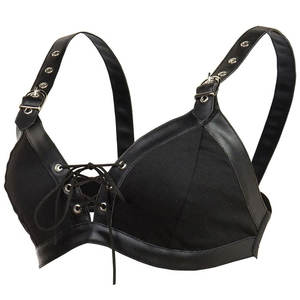 Bralette érotique en cuir de vache noire aspect humide personnalisée OEM pour femmes, sans bretelles, soutien-gorge en dentelle pour femmes - Product Image 6