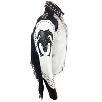 Chaquetas de estilo personalizado de moda Spike Stud Moto Rock Punk Spike tachonado Motocicleta Biker Chaquetas de cuero genuino para hombres