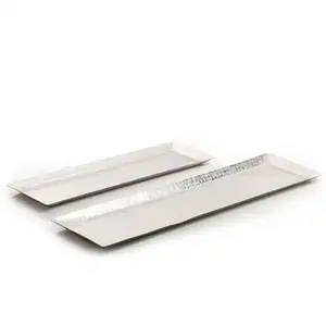 Lot de 2 bols à fruits en aluminium argenté Poignées en métal nickelé Art déco Design Vaisselle de fête de mariage Travail artisanal en métal - Product Image 1