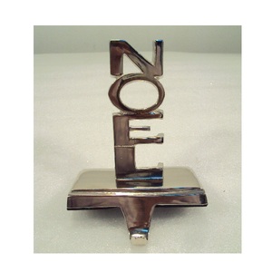 Joy Word Silver Metal <b>Stocking</b> <b>Holder</b> For Christmas Table Top Decorative - Product Image 3