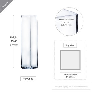VBV0523 - Square Glass Block <b>Vase</b> - 5 x 23 - Product Image 4