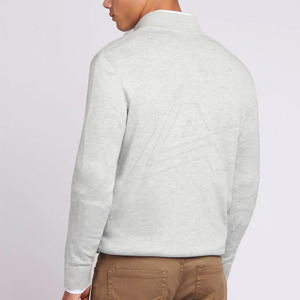 Windproof 100% Cotton Men's Winter Quarter-Zip <b>Sweatshirts</b> with Solid Pattern and Custom Logo on Front - Product Image 3
