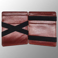 Dompet ajaib dompet kartu kulit dengan pita elastis tahan lama kuat slot kartu kantung koin ritsleting logo kustom emboss