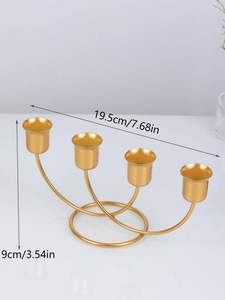 Gold Metal Circular Ring Taper <b>Candle</b> Holder Set Nordic Minimalist Wedding Dining Table Centerpiece Luxury Home Decoration Items - Product Image 3