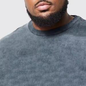 T-shirts pour hommes en gros, t-shirts pour hommes avec broderie usée, lavage à l'acide, t-shirt de luxe, t-shirt uni, t-shirt oversize pour hommes - Product Image 4