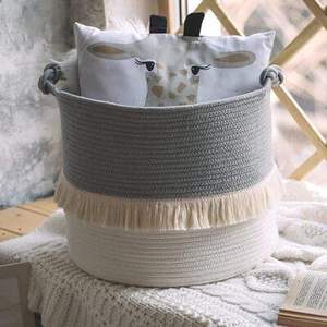 Panier en corde macramé décoratif pour une utilisation polyvalente à la maison, améliorant le rangement et la décoration intérieure - Product Image 1