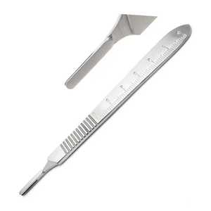 Paquete de 10 cuchillas de acero inoxidable con mango y hoja de bisturí desechables estériles para anatomía quirúrgica - Product Image 4