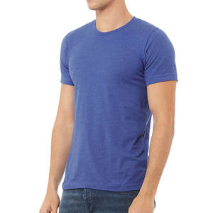 T-shirt en coton 100% bleu uni respirant en gros pour hommes - Product Image 5