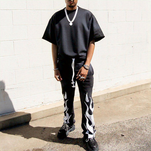 Survêtement de Luxe T-Shirt pour Homme Tenue de Jogging Décontractée Courte Effet Délavé au Soleil et à l'Acide Vierge - Product Image 3