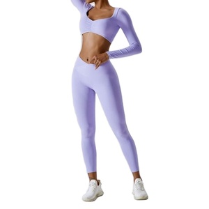 Vente en gros d'ensembles de yoga pour femmes vêtements de sport vêtements d'entraînement pantalons de yoga leggings pour femmes combinaison de yoga grande taille salle de sport 2026 - Product Image 1