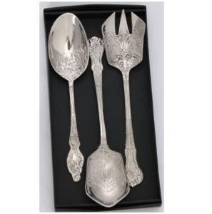 Juego de Cubiertos de Lujo con Relieve, Juego de Cubiertos de Acero Inoxidable Plateado de 3 Piezas con la Más Alta Calidad a Precio Económico al por Mayor - Product Image 4