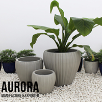 AuroraPots AUFC006 Pot Bunga Fibercement untuk Taman Rumah, Gaya Hidup, Ramah Lingkungan, Ringan, Tahan Lama, Dilengkapi Lubang Drainase