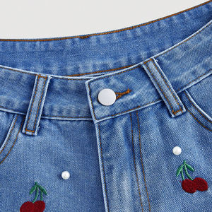 2026 Vente en gros Haute Qualité Personnalisé Taille Mi-Haute Femme Broderie Coupe Droite Vintage Imperméable Écologique Nylon/Coton Ourlet Relevé - Product Image 3