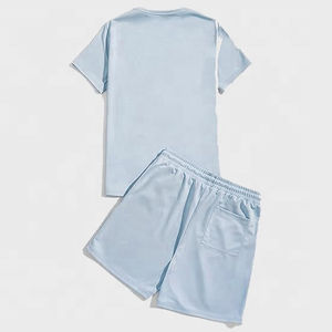 2025 haute qualité été survêtement 2 pièces ensemble short et short ensemble Logo personnalisé couleur unie coton t-shirt et court fabriqué par RAM industrie - Product Image 3
