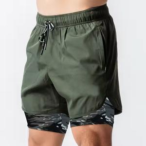 กางเกงขาสั้นออกกำลังกายผู้ชาย ดีไซน์ใหม่ แบบสองชั้น แห้งเร็ว ระบายอากาศได้ดี ผ้ายืด/ผ้าฝ้าย ชุดกีฬาลำลอง ฟิตเนส ยิม มีเชือกผูก - Product Image 3