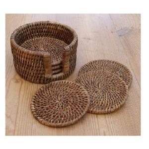 Posavasos de mimbre de 4 pulgadas personalizados de fábrica, posavasos a granel con soporte, fondo antiarañazos para Bar, cocina, hogar, apartamento - Product Image 1