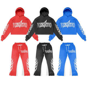 <b>Top</b> Best Pakistan Made Winter Men's Solid Color <b>Distressed</b> Tracksuits Embroidery Design Printed Acid Wash Sweat Suit 100% Cotton - Product Image 6