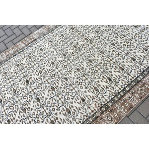 Tapis de 5,1 x 8,5 pieds, tapis turc vintage, tapis à bordures blanches et brunes - Product Image 5